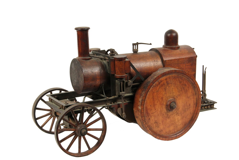 Appraisal: BRITISH STEAM TRACTOR PATENT MODEL - Circa Oak Brass and