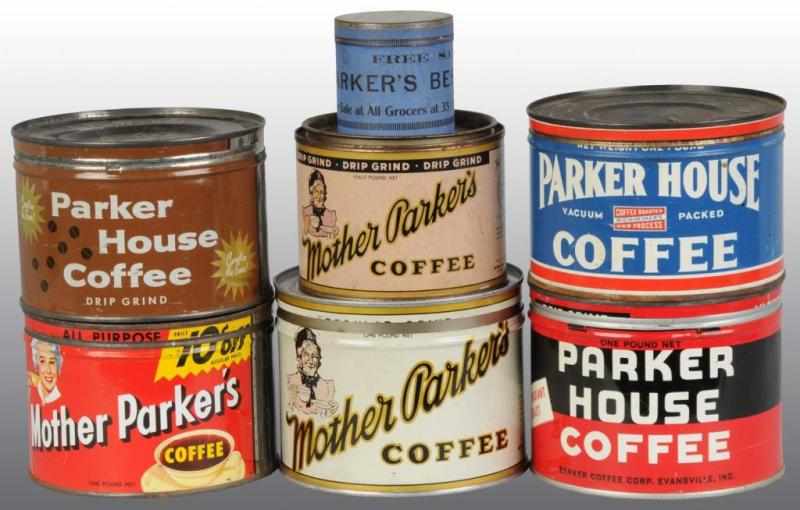 Appraisal: Lot of Coffee Tins Description Includes Mothers Pride and Parker