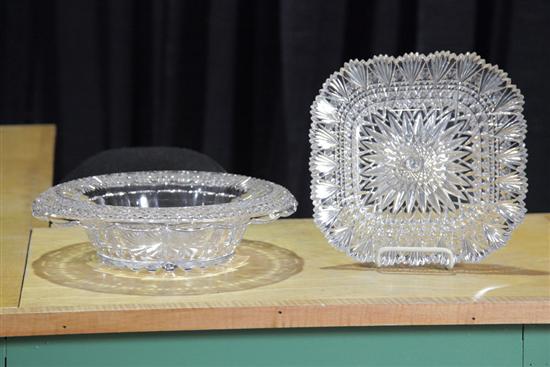 Appraisal: TWO PIECES GLASS Large center bowl with a folded rim