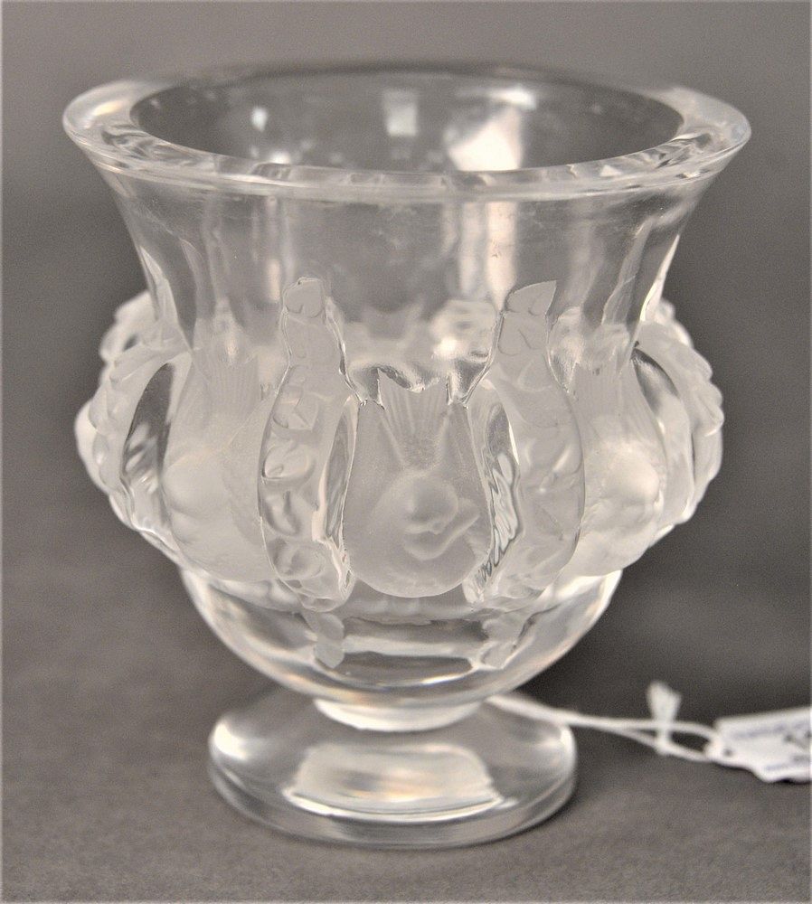 Appraisal: Lalique Clear and Frosted Glass Dampierre Vase marked to the