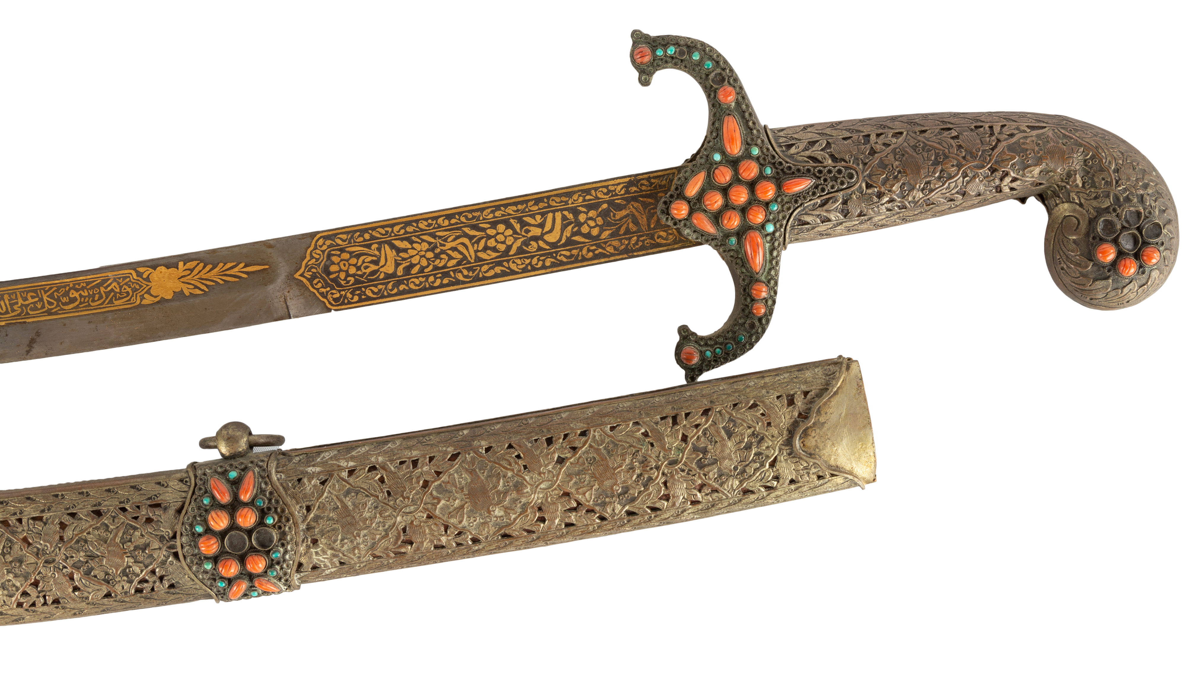 Appraisal: EARLY TURKISH SWORD KILIJ WITH SCABBARD Made of Damascus Steel