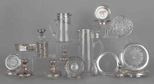 Appraisal: Collection of silver overlay and silver mounted tablewares