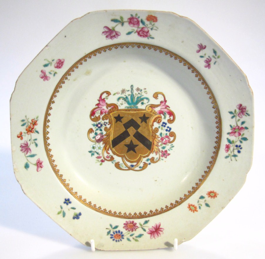 Appraisal: An thC Chinese Export famille rose armorial plate with octagonal