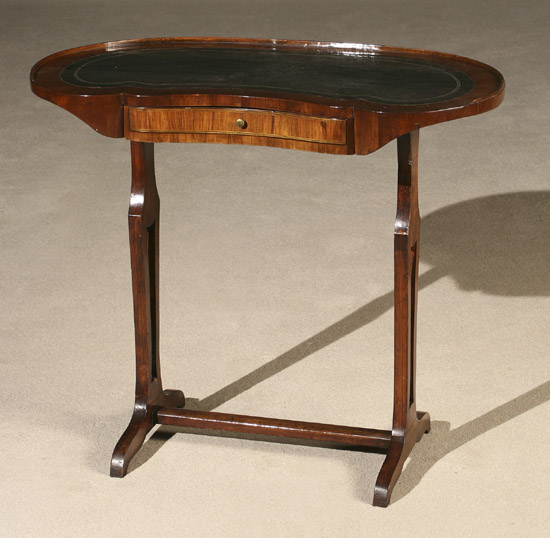 Appraisal: Louis XV Inlaid Tulipwood Kidney-Shaped Table a Ecrire Late th