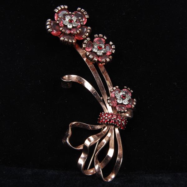 Appraisal: Pennino Sterling Triple Ruby and Burmese Ruby Flowers GIANT Floral