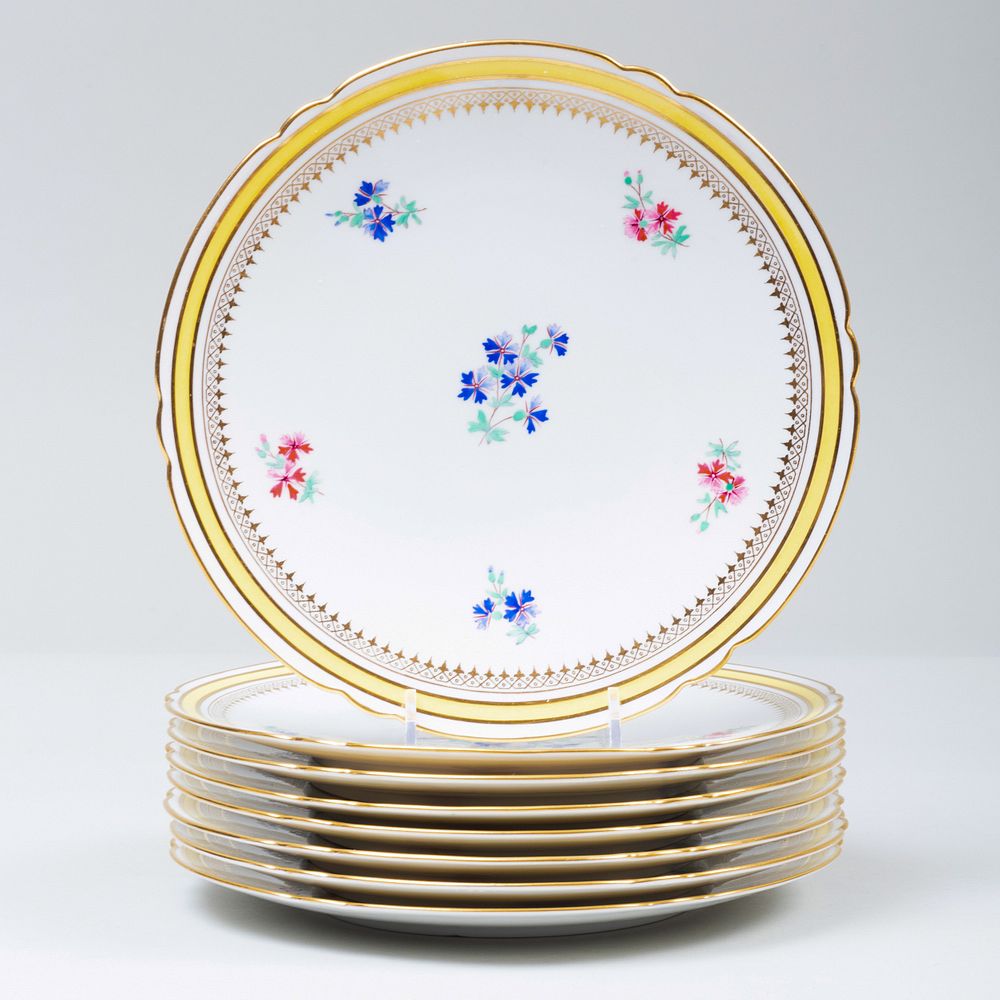 Appraisal: Set of Eight Copeland Porcelain Transfer Printed and Enriched Salad