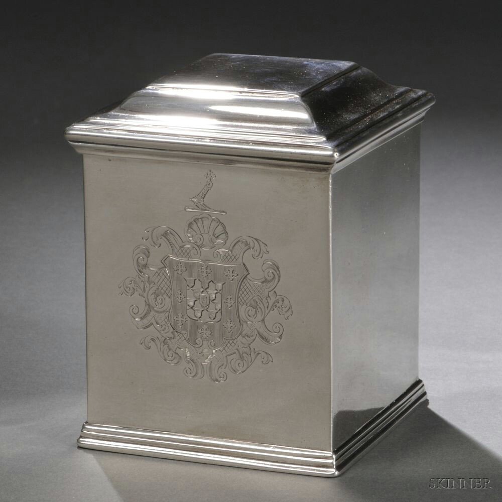 Appraisal: George II Sterling Silver Tea Caddy London - Edward Feline