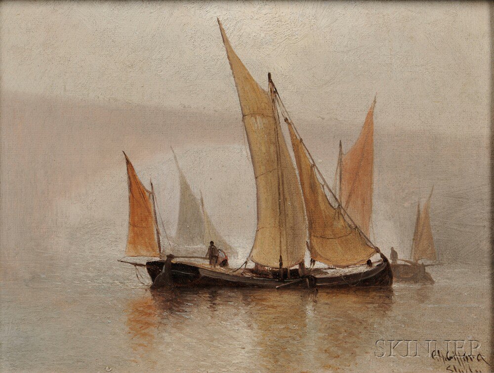 Appraisal: Charles Henry Gifford American - Boats Sailing Near a Bridge