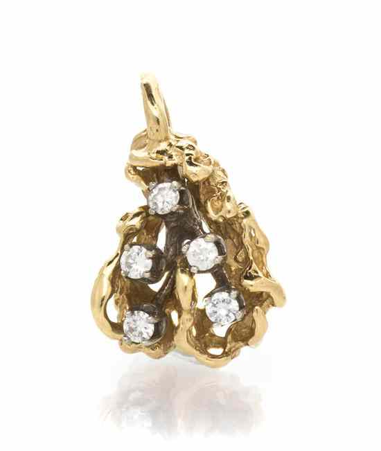 Appraisal: A Karat Yellow Gold and Diamond Pendant in a textured