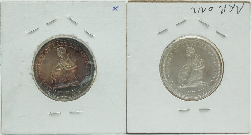 Appraisal: Two World's Columbian Exposition Souvenir Coins Estimate -