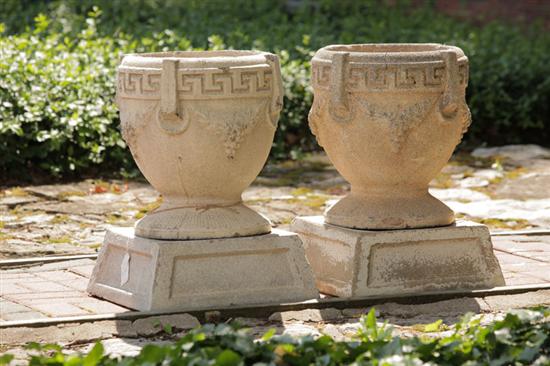 Appraisal: PAIR OF CEMENT GARDEN URNS Found in Missouri st half-