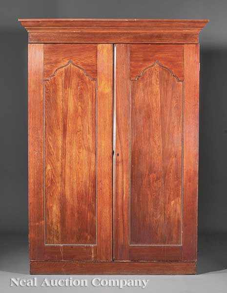 Appraisal: An American Gothic Carved Walnut Armoire c - probably Southern