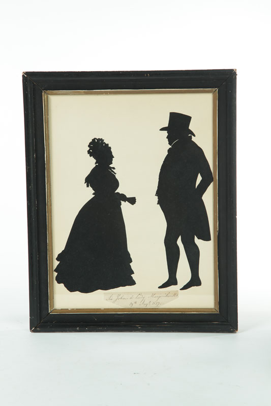 Appraisal: TWO SILHOUETTES MOST LIKELY BY AUGUSTE EDOUART FRANCE - Full-length