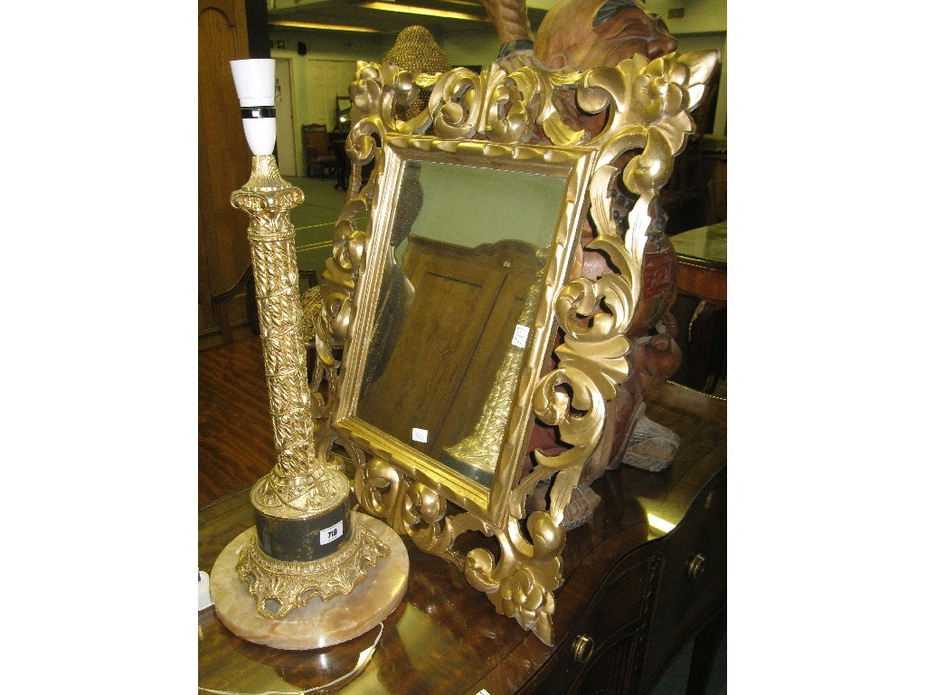 Appraisal: Lot comprising gilt table lamp and a gilt framed mirror