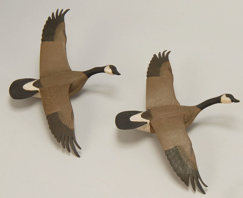 Appraisal: PAIR OF MINIATURE CANADA GEESE In flying form By A