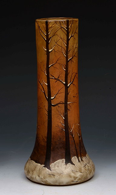 Appraisal: A Legras winter and snow scene vase circa enamelled with