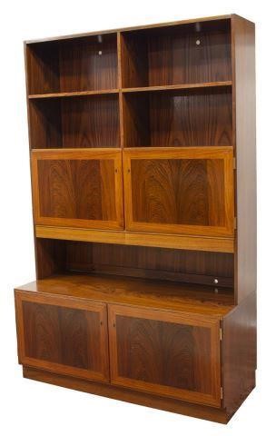 Appraisal: Danish mid-century modern rosewood bookcase c s upper section having