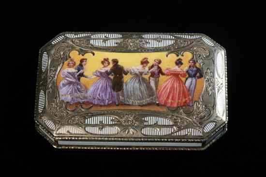 Appraisal: AUSTRIAN STERLING SILVER-GILT AND ENAMELLED BOX AHS maker's mark Vienna