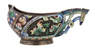 Appraisal: A GILDED SILVER KOVSH WITH SHADED ENAMEL EXTERIOR DESIGN TH