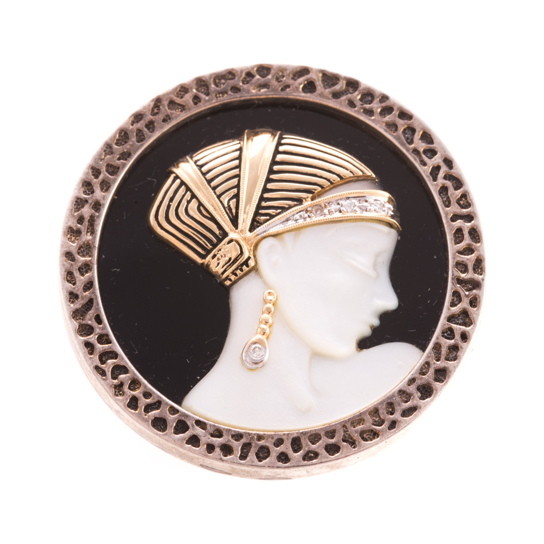 Appraisal: A Lady's Egyptian Inspired Brooch K yellow gold with sterling