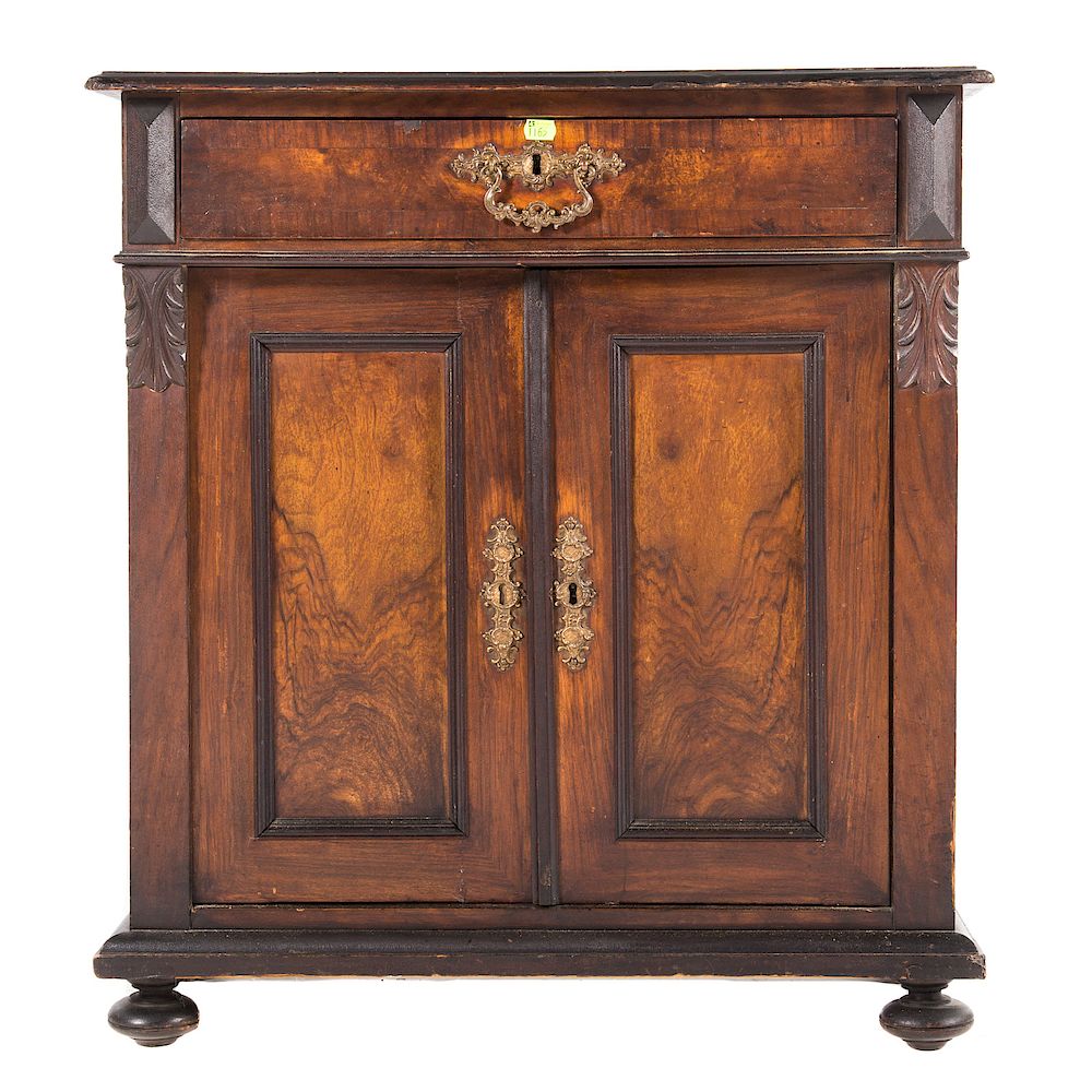 Appraisal: German Renaissance Revival walnut cabinet circa flat top with inlaid