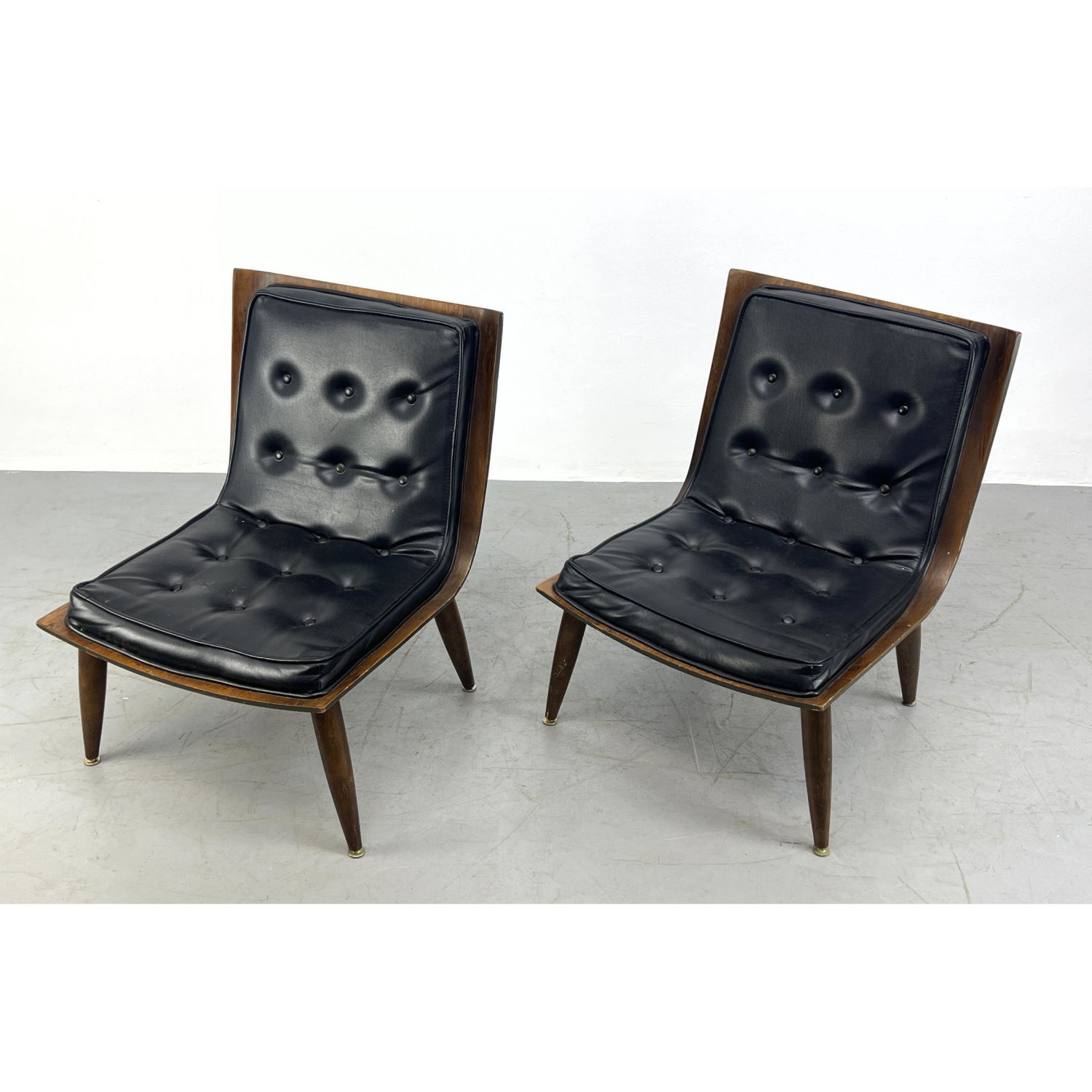 Appraisal: Pair Carter brothers Bentwood chairs Black vinyl molded plywood Dimensions