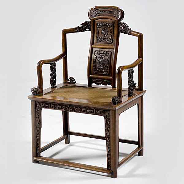 Appraisal: Chinese Rosewood Chair Chinese th century Rosewood with elaborate carving