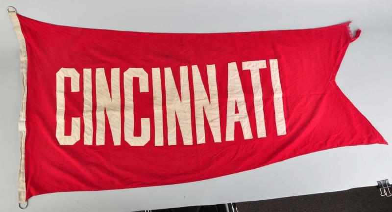 Appraisal: Vintage Cincinnati Reds Baseball Park Banner Description Possibly hung at