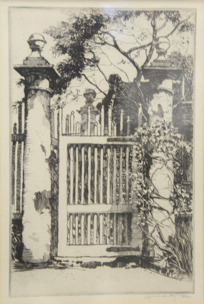 Appraisal: Alfred Hutty American - The Garden Gate Charleston etching and