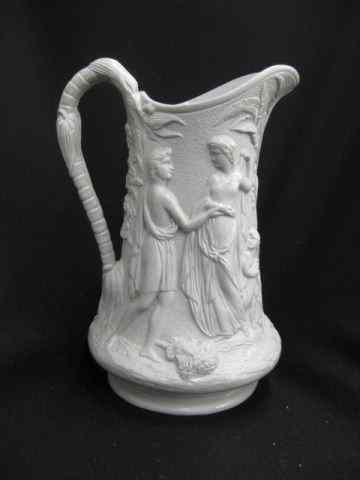 Appraisal: English Salt Glaze Pitcher David Goliath bas-relief green '' circa