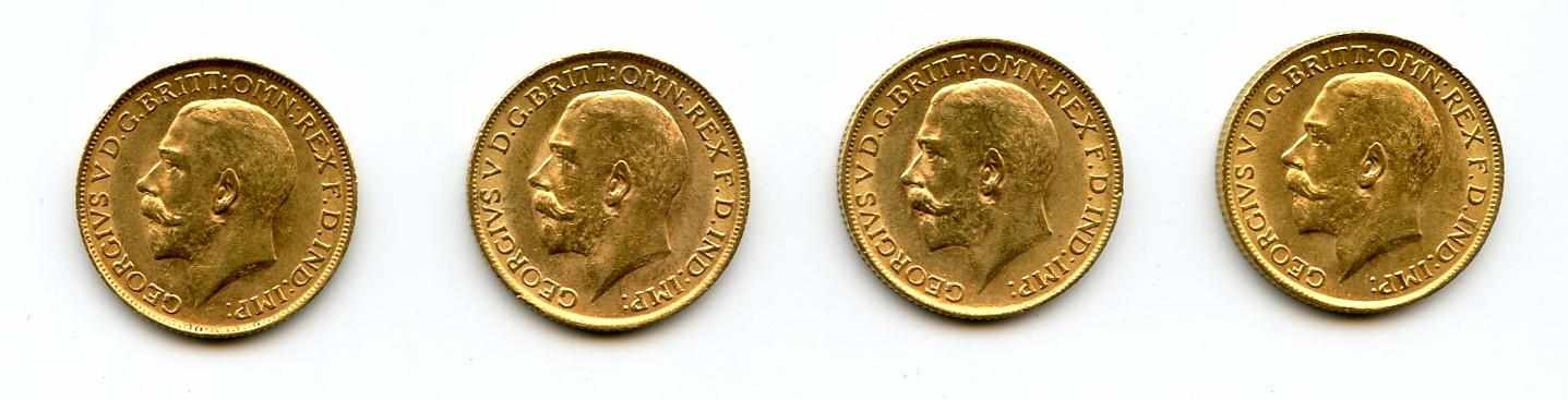 Appraisal: Great Britain George V Sovereigns KM- Minimal wear shows on