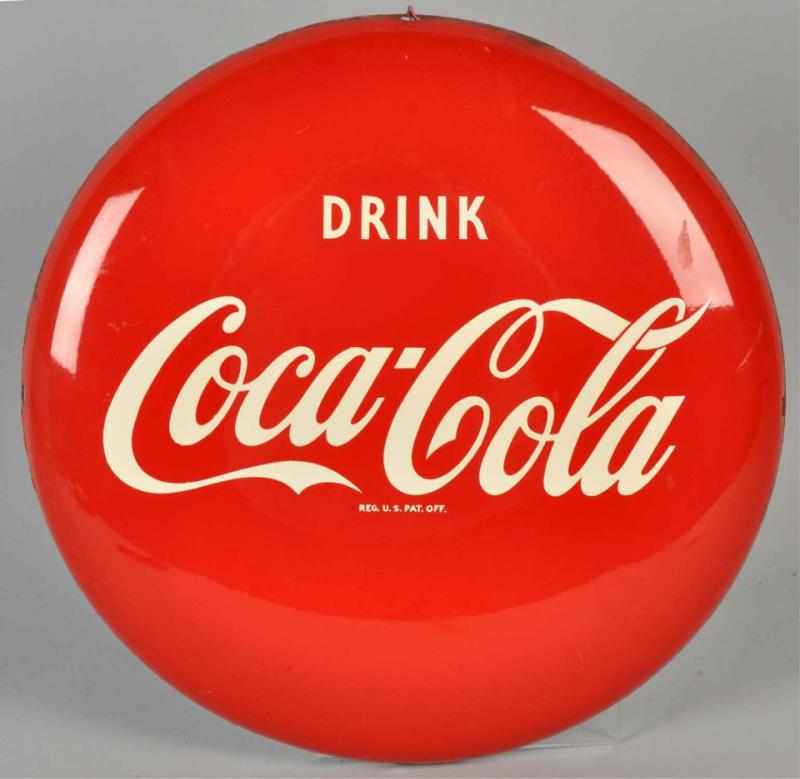 Appraisal: Coca-Cola Plain Button Sign Some advanced outer edge rust and