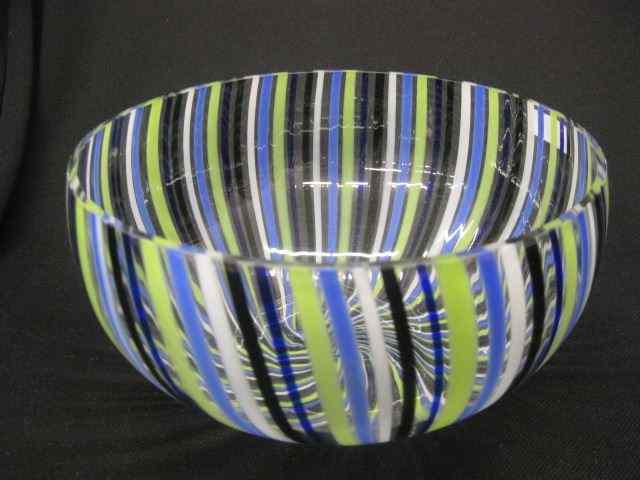 Appraisal: Venini ''Canne'' Stripped Bowl rich colors '' diameter '' deep