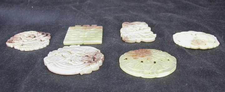 Appraisal: Collection of Six Kuang-Hsu Elaborately Carved Jade Pendants fourth quarter