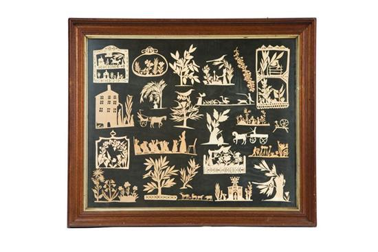 Appraisal: FRAMED GROUP OF PAPER CUTTINGS Possibly Pennsylvania st half th