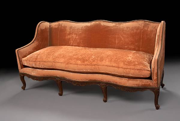 Appraisal: A Louis XV style walnut canap first quarter th century