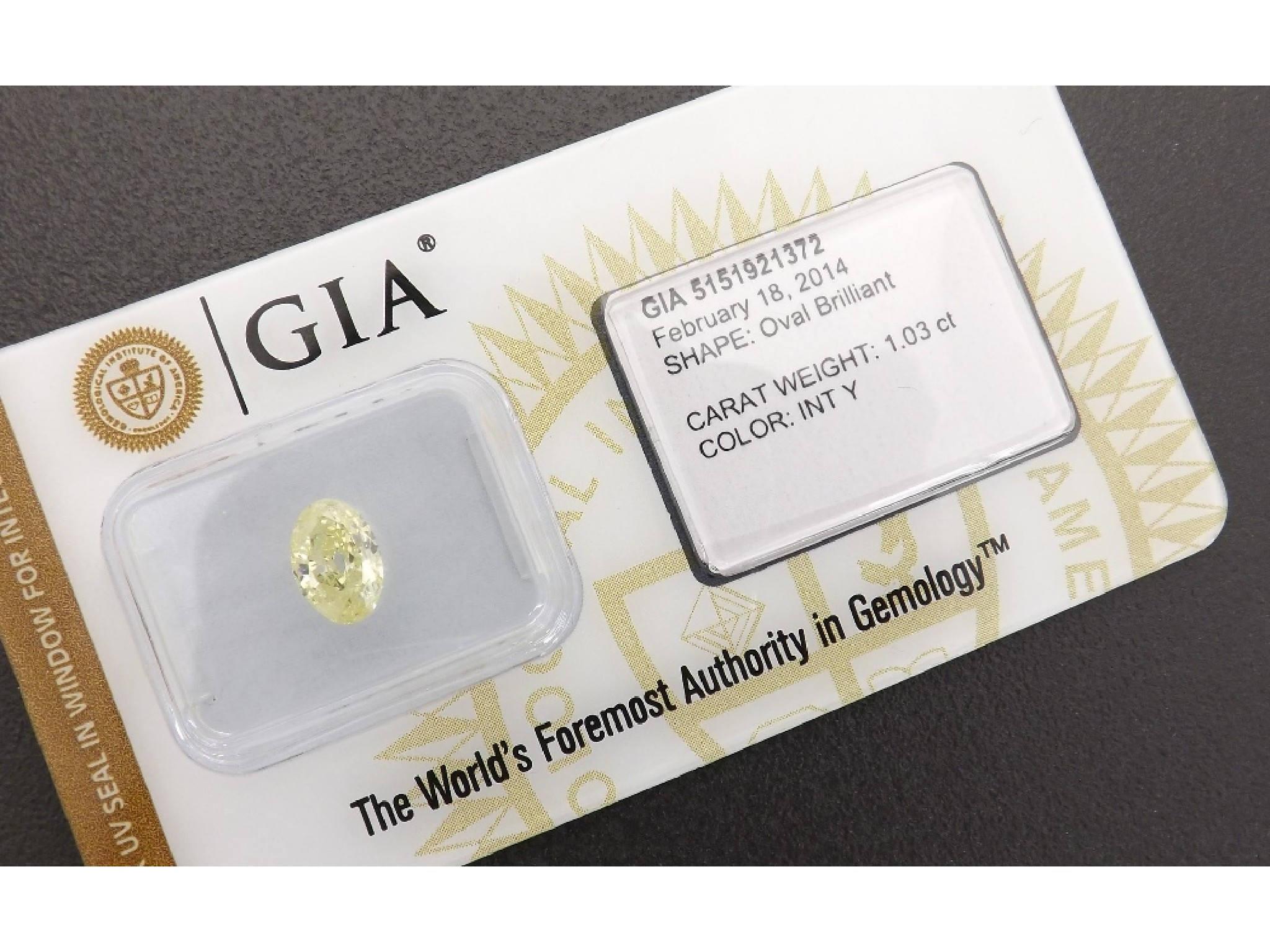 Appraisal: GIA certified natural fancy yellow diamond oval brilliant ct dated