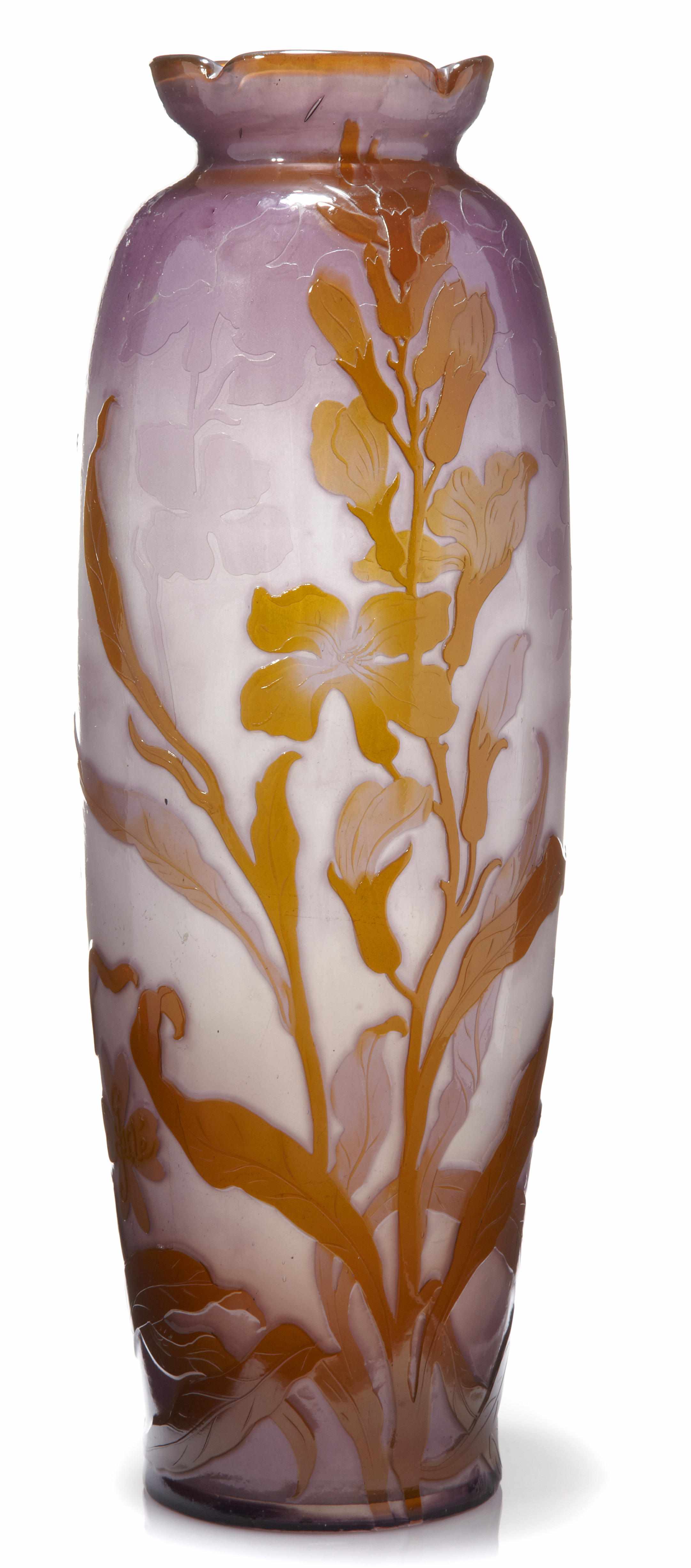 Appraisal: A Gall fire polished cameo glass vase circa signed Gall