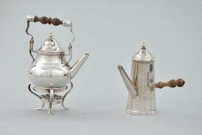 Appraisal: George II Miniature Sterling Silver Kettle on Stand and Coffee