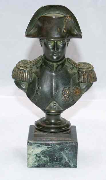 Appraisal: A BRONZE BUST of the head and shoulders of Napoleon