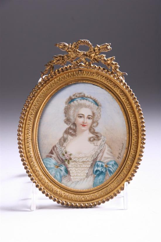 Appraisal: FRENCH PORTRAIT MINIATURE OF COURT LADY th century Depicted in