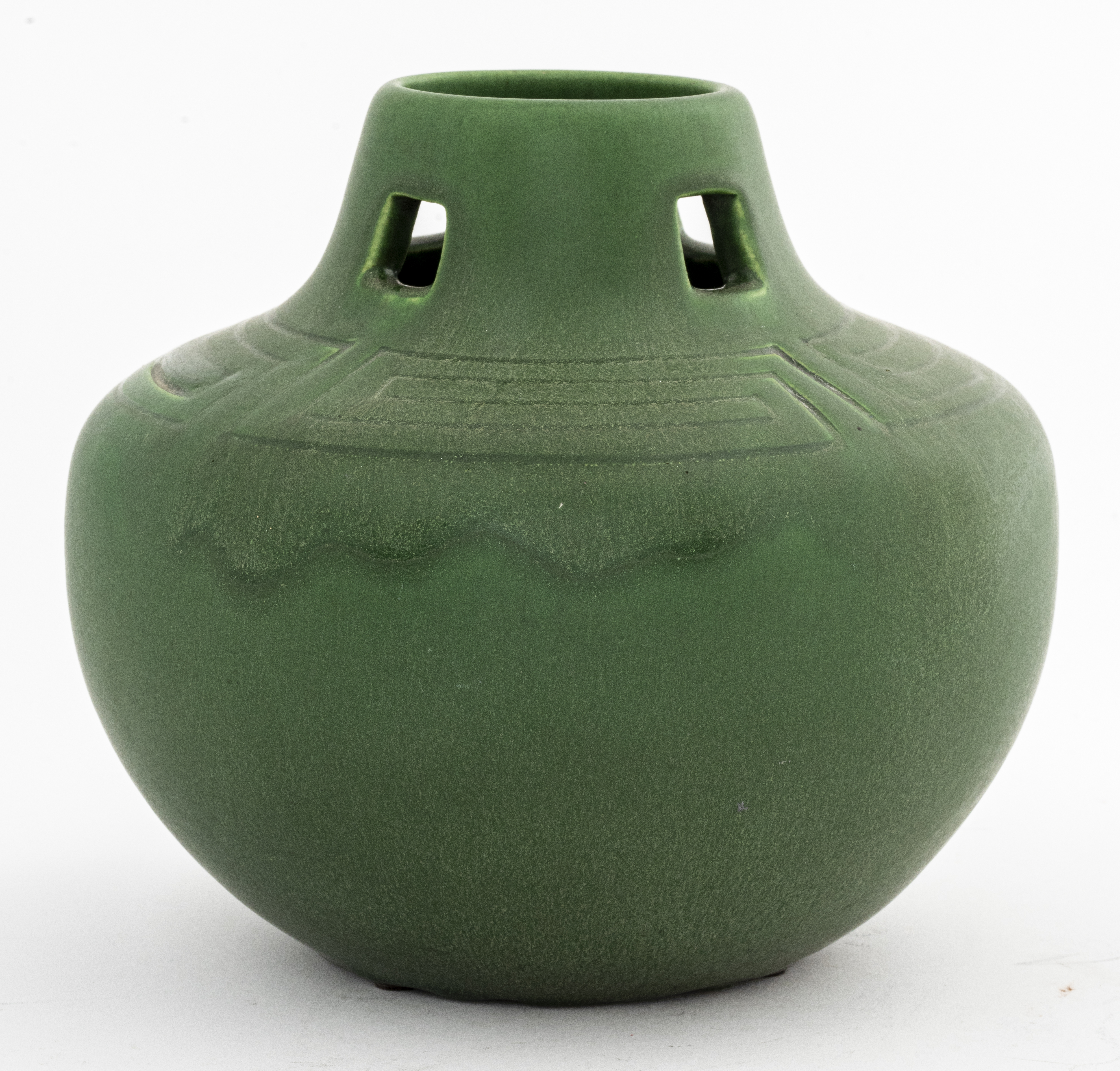 Appraisal: ARTS CRAFTS OWENS POTTERY MATTE GREEN VASE Owens Pottery Arts