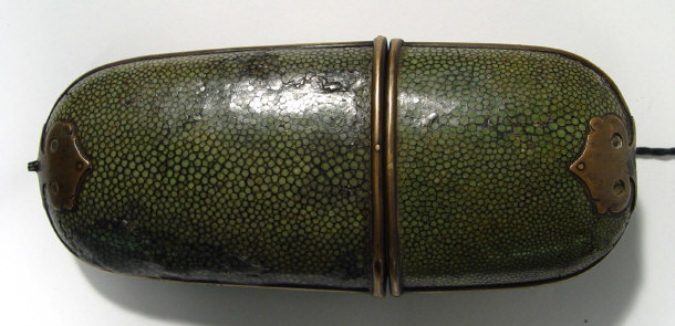 Appraisal: Shagreen and brass spectacle case cm in length