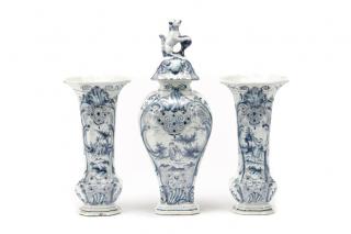 Appraisal: Dutch Delft Three Piece Garniture Set Dutch mid to late