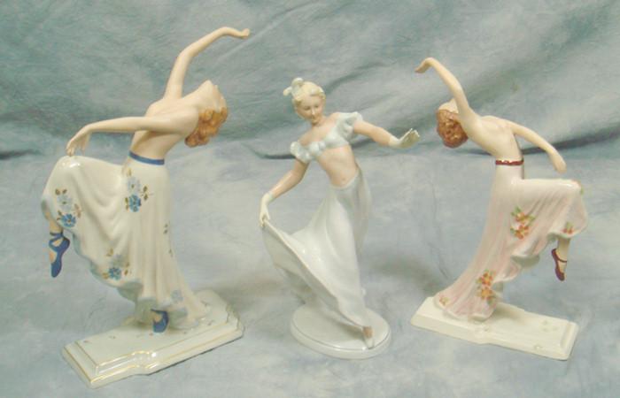 Appraisal: Royal Dux semi-nude dancer figurines h no damage with another