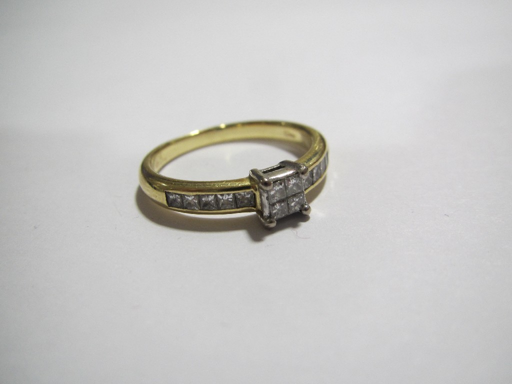 Appraisal: A fourteen stone princess cut diamond ring with the four