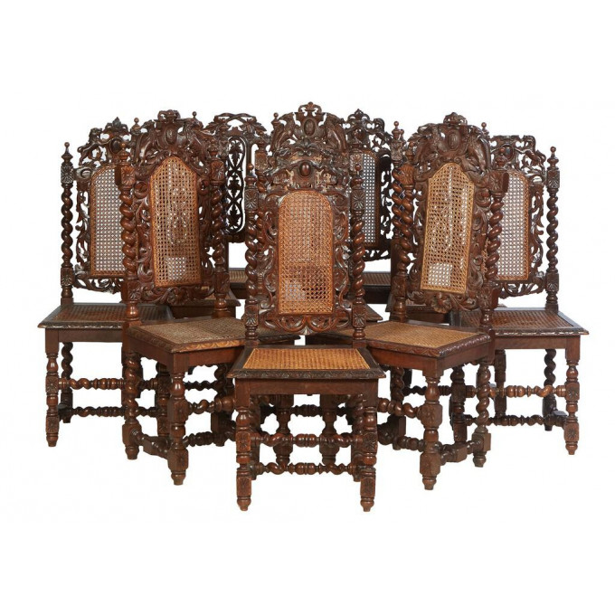 Appraisal: New Set of Ten French Carved Louis Louis XIII Style