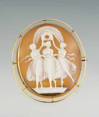 Appraisal: An English Cameo Brooch k yellow gold open frame featuring