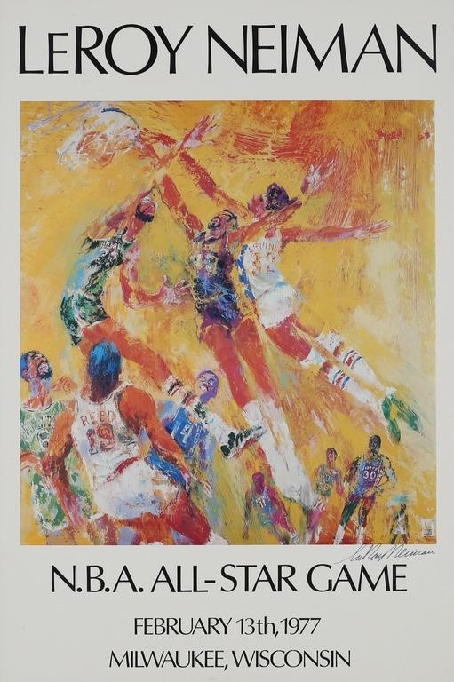 Appraisal: LEROY NEIMAN NBA ALL-STAR GAME SIGNED POSTERLeRoy Neiman Saint Paul