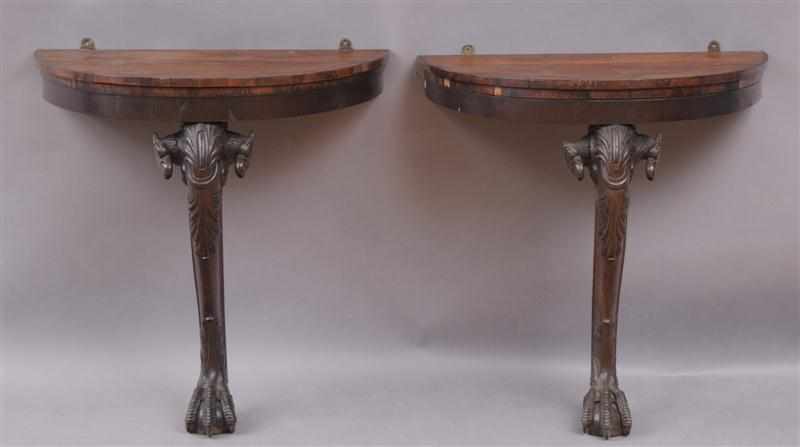 Appraisal: PAIR OF REGENCY STYLE ROSEWOOD CONSOLE TABLES x x in